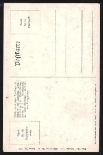 Künstler-AK Deutscher Schulverein Nr. 226: Wesseln, Teilansicht mit Dampfer und Flösser