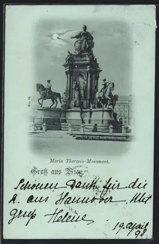 Mondschein-AK Wien, Maria-Theresia-Monument