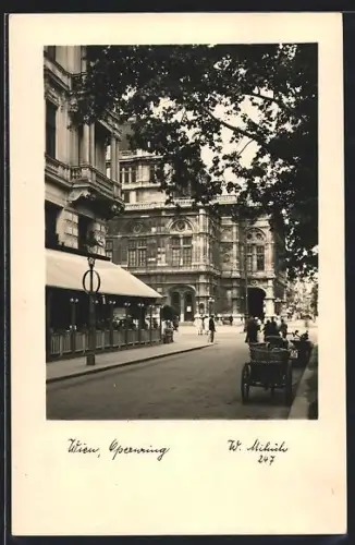 AK Wien, Opernring, Strassenpartie, Wagen, Motorrad
