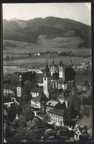 AK Leoben, Göss, Stift aus der Vogelschau