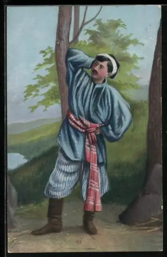 AK Porträt eines Mannes in kleinrussicher Volkstracht