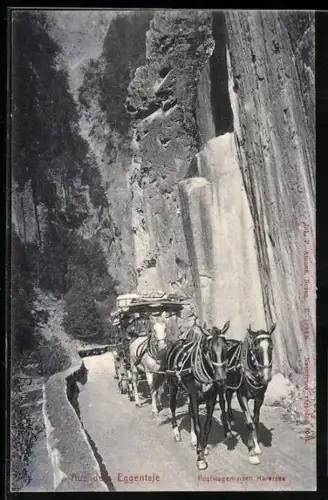 AK Karersee, Postkutsche auf Strasse im Eggentale