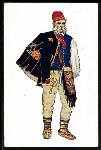 Künstler-AK Vladimir Kirin: Kroatische Volkstrachten, Mann aus Kordun-Slunj