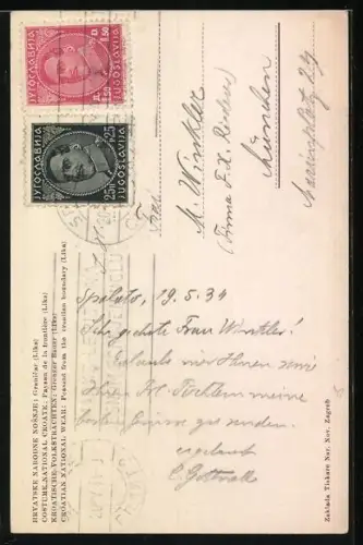 Künstler-AK Vladimir Kirin: Kroatische Volkstrachten, Mann aus Kordun-Slunj