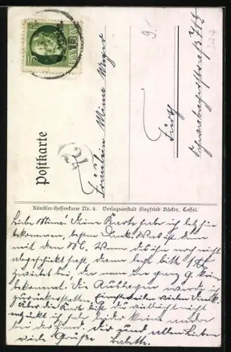 Künstler-AK Emil Beithan: Paar beim Kuss und eifersüchtiger Nebenbuhler