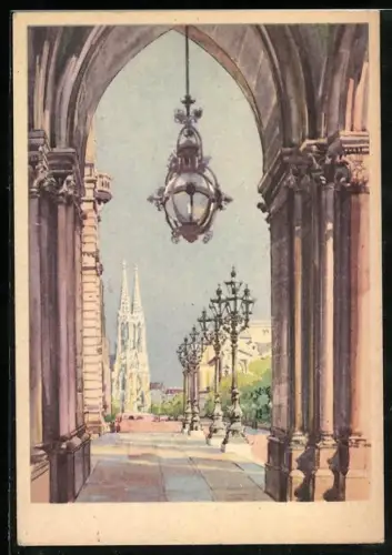 Künstler-AK Karl Schwetz: Wien, Blick auf die Votivkirche