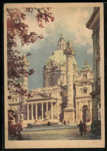 Künstler-AK Karl Schwetz: Wien, Partie bei der Karlskirche