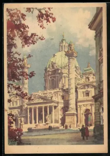 Künstler-AK Karl Schwetz: Wien, Partie bei der Karlskirche