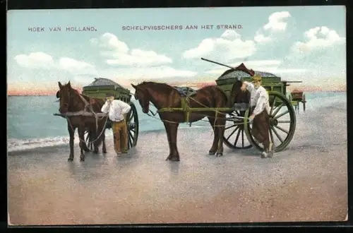 AK Zandvoort, Schelpenvisschers aan het Strand, Krebsfischer