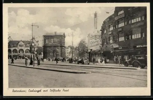 AK Rotterdam, Coolsingel met Delftsche Paart