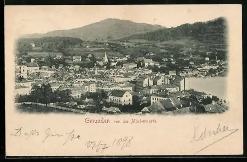 AK Gmunden, Ansicht von der Marienwarte