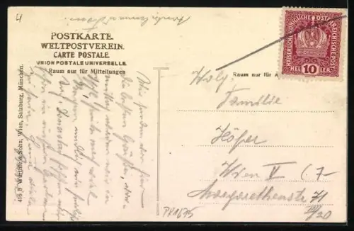 AK Gmunden, Panorama vom Weinberg mit See, Ort und Kirche