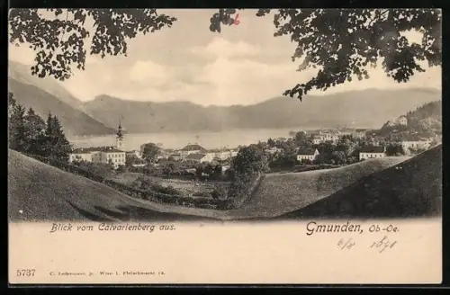 AK Gmunden /Ob.-Oe., Blick vom Calvarienberg