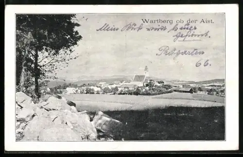 AK Wartberg ob der Aist, Ortspanorama mit Kirche