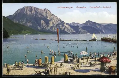 AK Gmunden /Salzkammergut, Strandbad, Ausblick