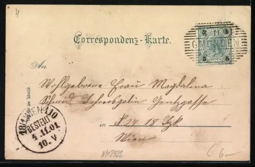 AK Gmunden, Franz Josefs Platz, Springbrunnen und Park