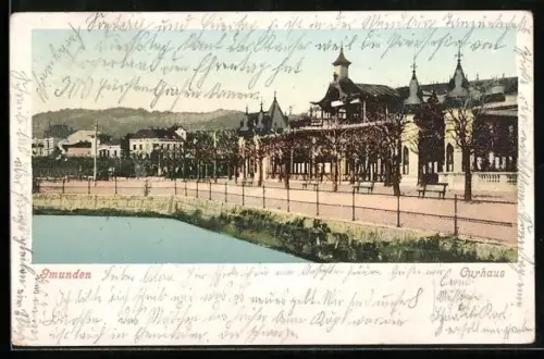 AK Gmunden, Kurhaus und Seepromenade