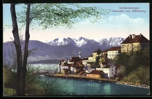 AK Gmunden /Salzkammergut, Blick vom Mühlwang