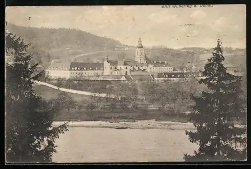 AK Wilhering a. Donau, Stift aus der Vogelschau