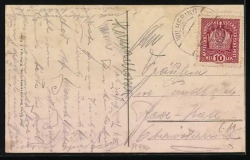 AK Wilhering a. d. Donau, Panorama mit Kirche und Ortsansicht