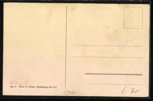 AK Schärding am Inn, Innbrücke mit Stadtansicht und Kirche