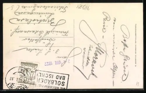 AK Bad Ischl, Panorama mit Stadt, Fluss und Bergen