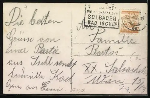 AK Bad Ischl /Salzkammergut, Esplanade mit Brücke und Kirche