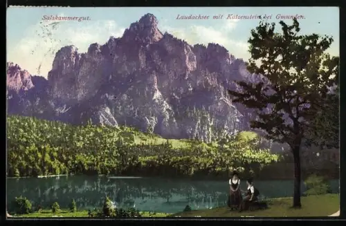 AK Gmunden /Salzkammergut, Laudachsee mit Katzenstein