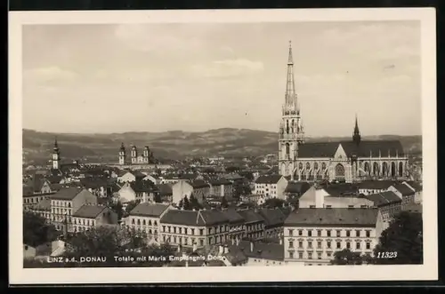 AK Linz a. d. Donau, Totale mit Maria Empfängnis Dom