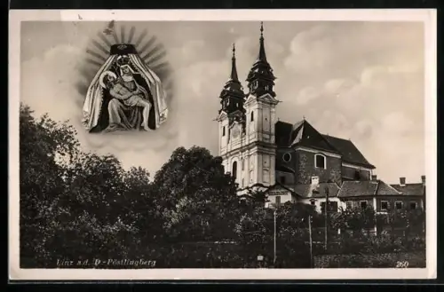 AK Linz a. d. D., Pöstlingberg, Kirche mit Heiligenbild