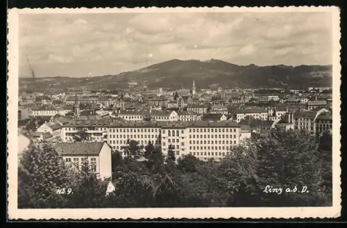 AK Linz a. D., Ortspanorama mit Kirche