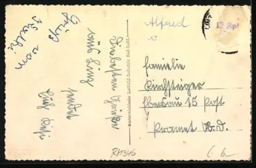 AK Linz a. D., Ortspanorama mit Kirche