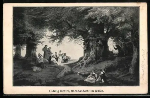 Künstler-AK Ludwig Richter: Abendandacht im Walde