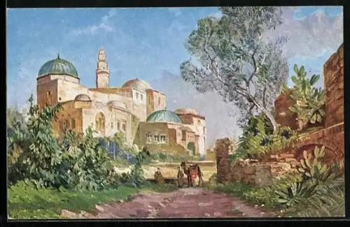 Künstler-AK Jerusalem, Partie an Davids Grab