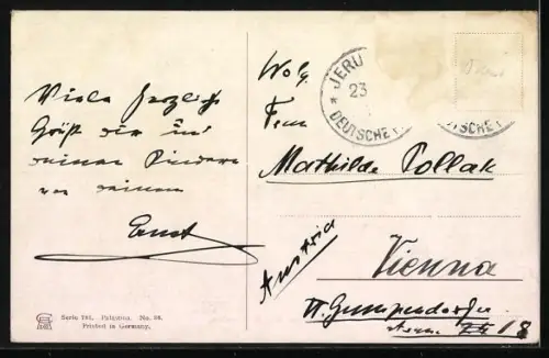 Künstler-AK Friedrich Perlberg: Damaskustor in Jerusalem mit Kamelreiter und Marktszenerie