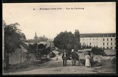 AK Flavigny, Vue prise du Faubourg