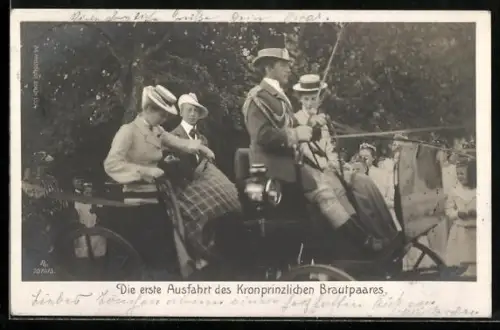 AK Kronprinz Wilhelm von Preussen mit seiner Frau bei ihrer ersten Ausfahrt