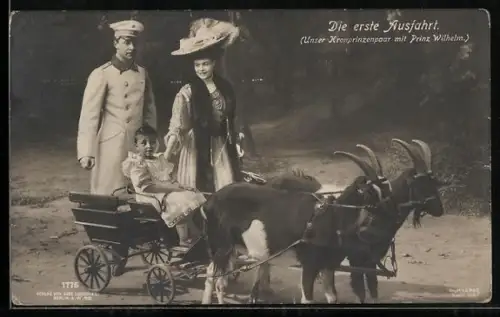 AK Kronprinz Wilhelm von Preussen und seine Gemahlin Cecilie bei der ersten Ausfahrt mit Prinz Wilhelm