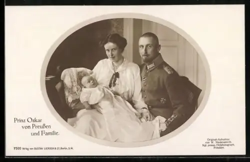 AK Prinz Oskar von Preussen mit seiner Frau und seinem Kind