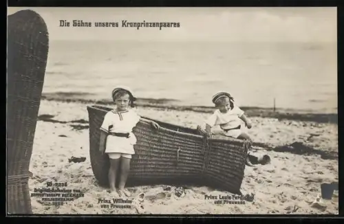AK Die Söhne des Kronprinzenpaares, Prinz Wilhelm von Preussen und Prinz Louis Ferdinand von Preussen
