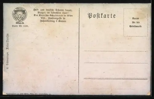 AK Deutscher Schulverein NR. 1191: Musikerin bei einer Klavierstunde