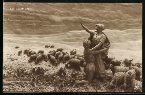 Künstler-AK Domenico Mastroianni: Der Schwur, Hirtenpaar