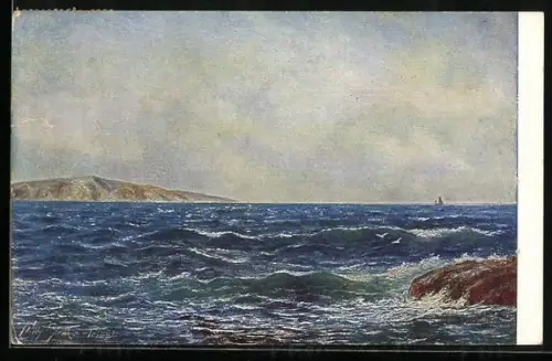 AK Rotes Kreuz Nr. 84, Willy Straka: Adriastimmungsbilder, Brandung unter Blauem Himmel