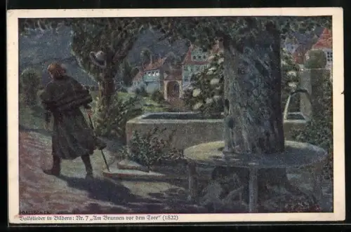 Künstler-AK Hans Baluschek: Volkslieder in Bildern Am Brunnen vor dem Tore