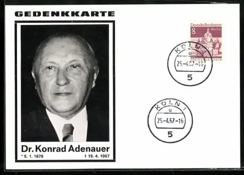 AK Gedenkkarte, Dr, Konrad Adenauer