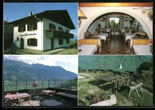 AK Partschins, Gasthaus Unterobereben mit Terrasse