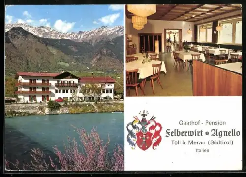 AK Töll bei Meran, Gasthof-Pension Felberwirt, Innenansicht