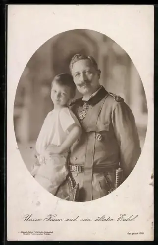 AK Unser Kaiser und sein ältester Engel, Kaiser Wilhelm II.