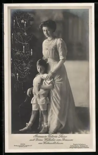 AK Prinzessin Victoria Luise mit Prinz Wilhelm von Preussen am Weihnachtsbaum