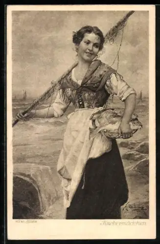 Künstler-AK Josef Süss: Fischermädchen